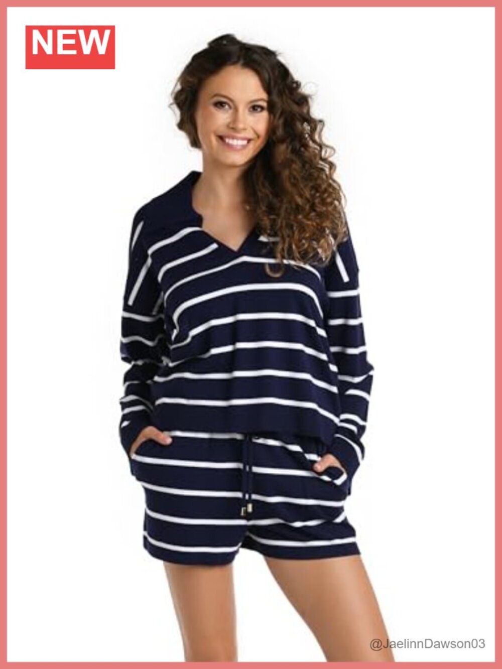 Collared Sweater Cover Up Striped Nautical Swim Coverup